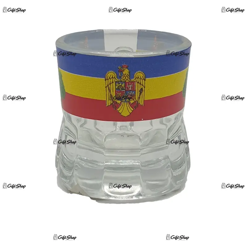 Castelul bran, vlad tepes, stema, set 6 pahare pentru lichior/snaps realizat din sticla